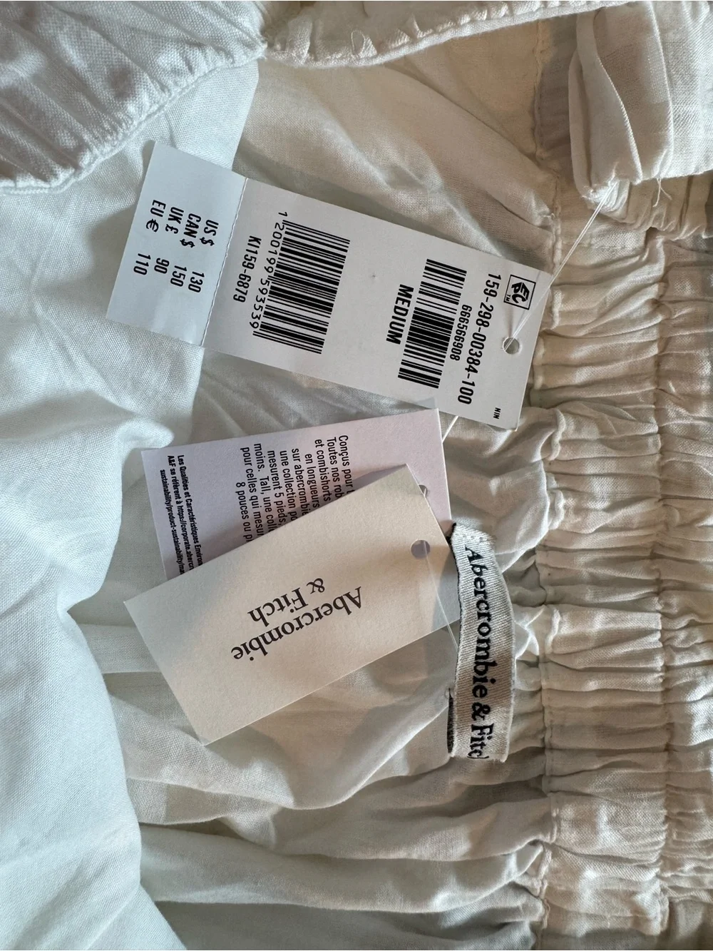 NWT Abercrombie & Fitch White Tiered Maxi Dress with pockets | Size M | Resort